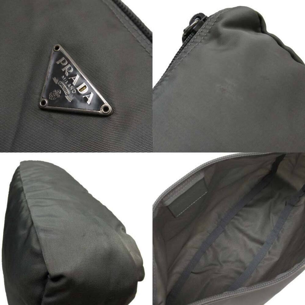 Prada multi purpose pouch triangle logo gray leather classic - Picture 2 of 3